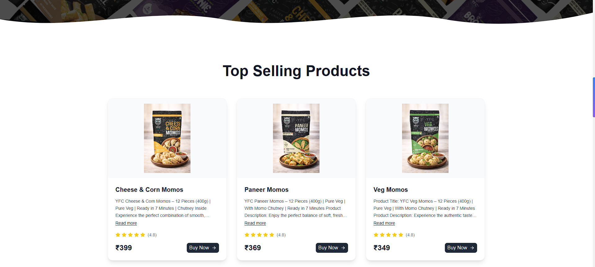 custom website for frozen food startup - Image 3